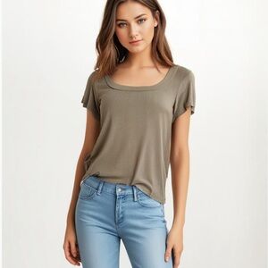 Casual Olive Green Women's Top